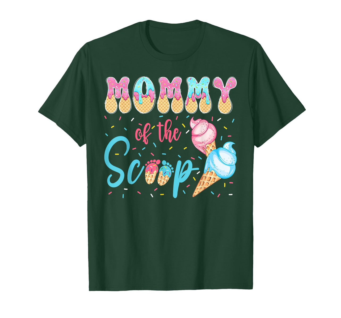 Mommy of The Scoop Ice Cream Gender Reveal Baby Shower T-Shirt
