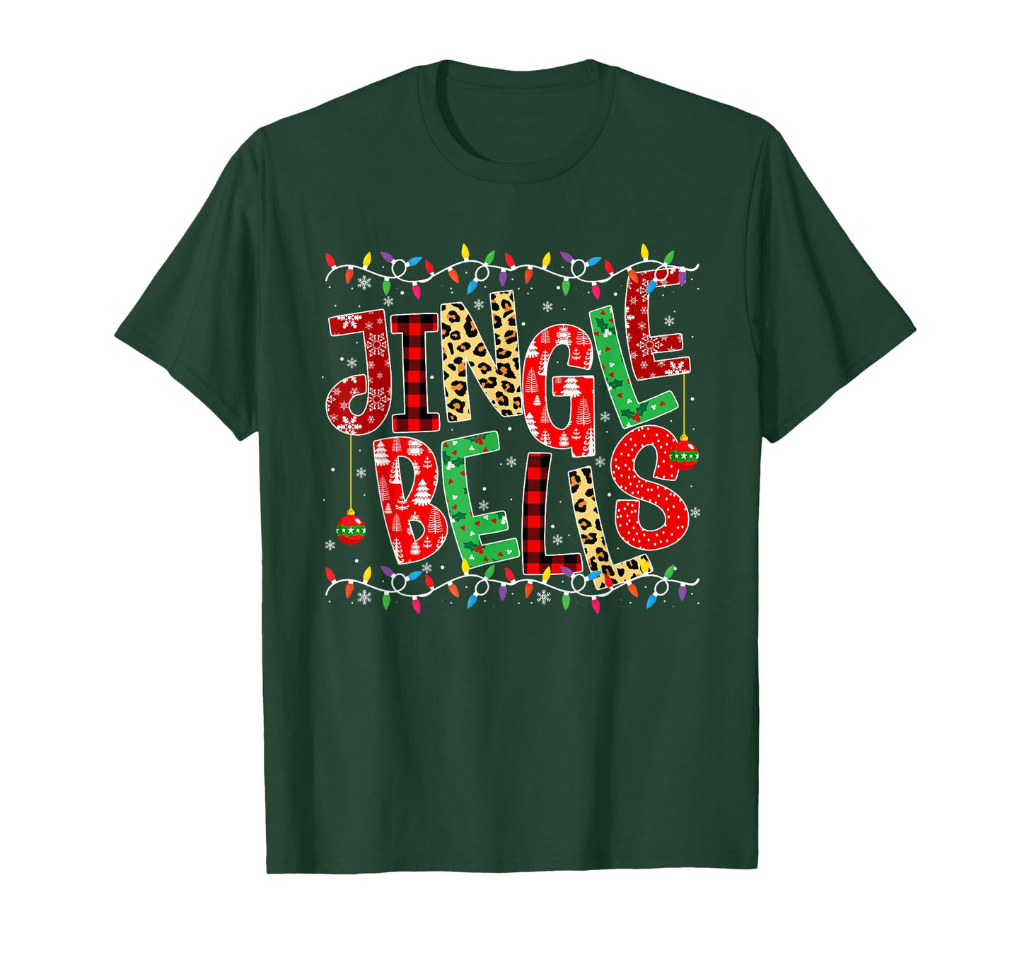 Red Plaid Jingle Bells Christmas Matching Family Pajama Tee T-Shirt