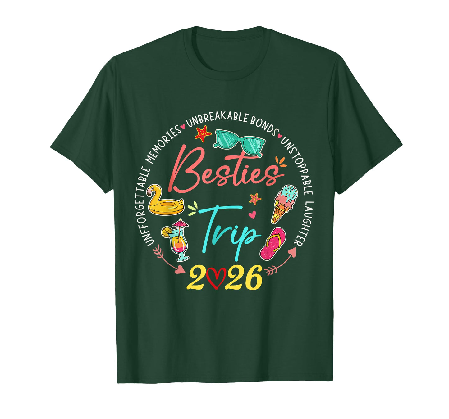Besties Trip 2026 Memories Girl Trip Friends Vacation Retro T-Shirt