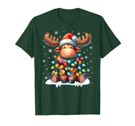 Funny Moose Christmas Pajamas Christmas Sweater Elk Moose T-Shirt