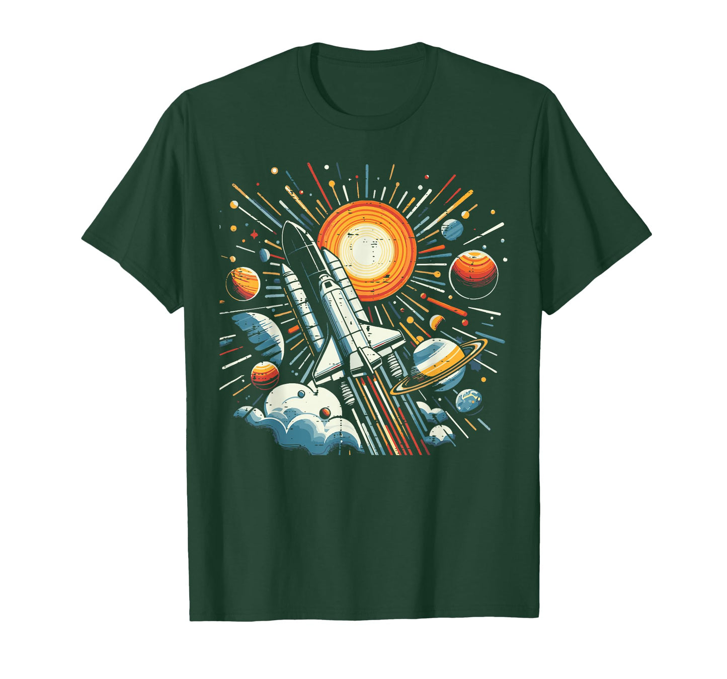 Space Shuttle Sun Planets Rocket Galaxy Boys Kids Men Women T-Shirt