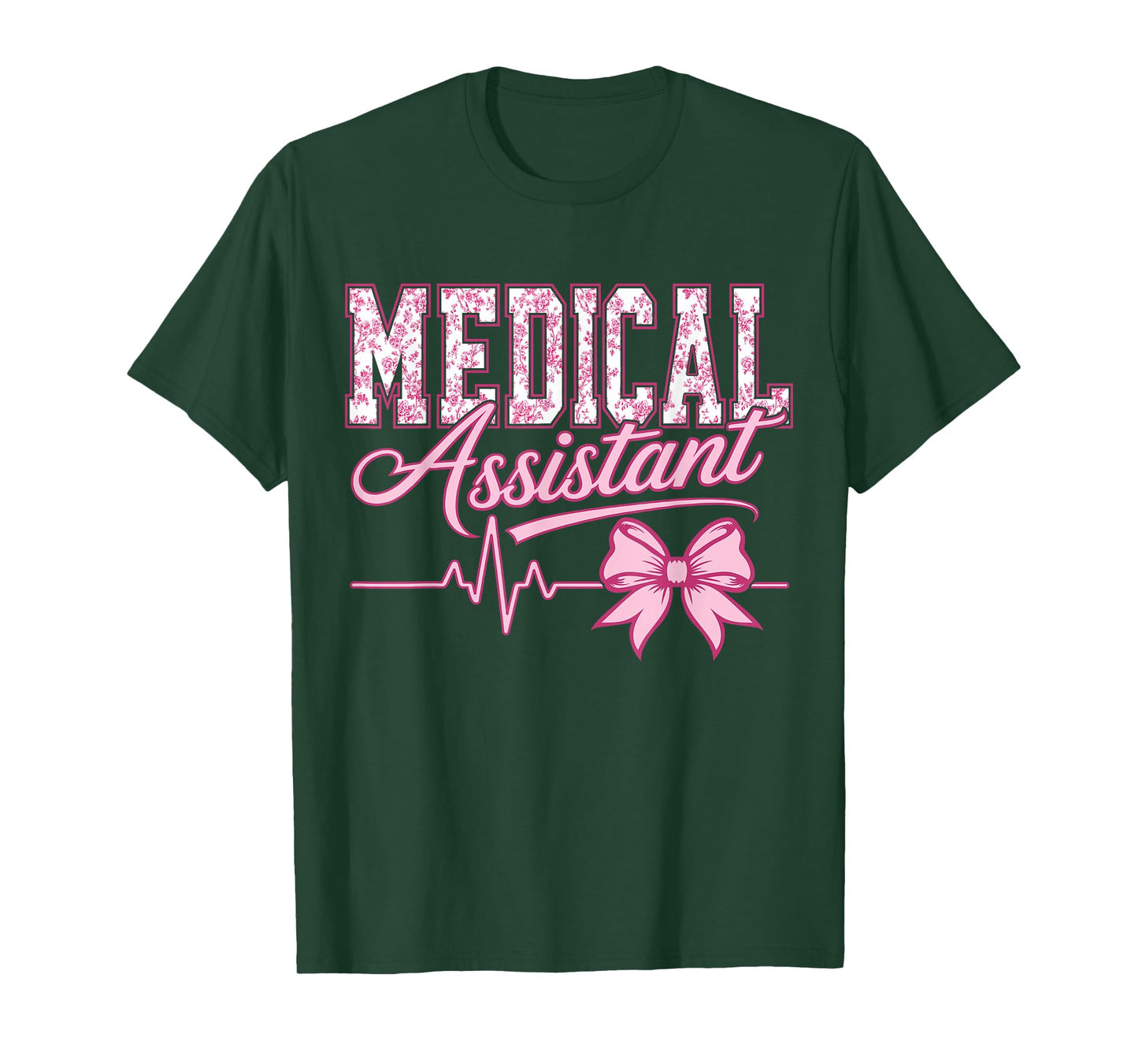 Cute Floral Pink Nurse Coquette Bow Medical Assistant T-Shirt