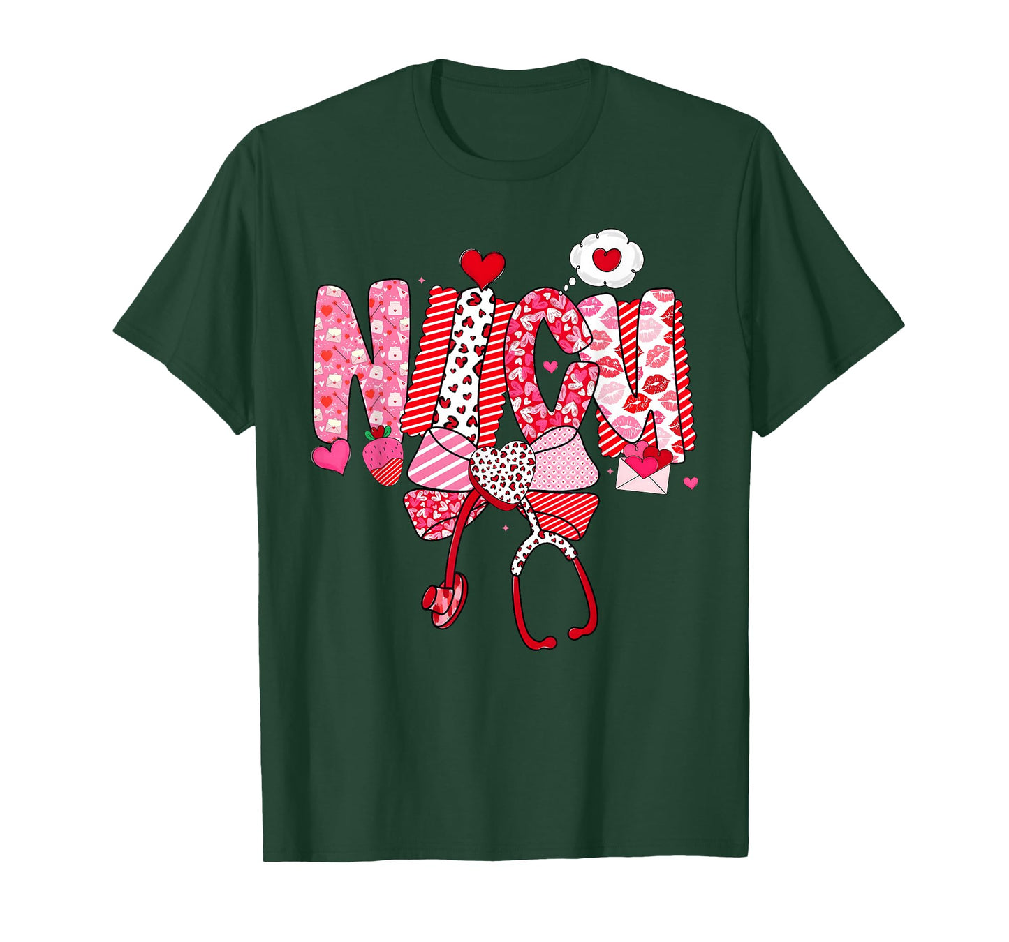 Happy Valentine NICU Nurse Coquette Bow Heart Girl Women T-Shirt