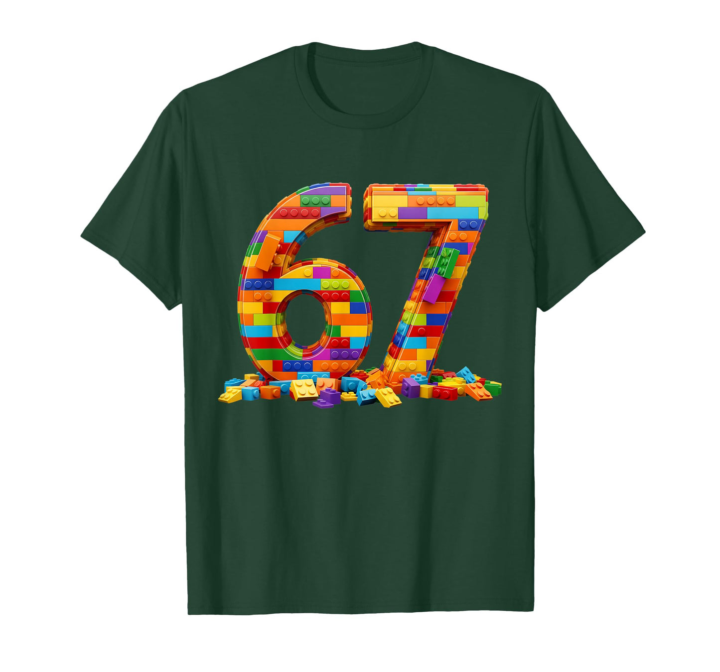 Number 67 Meme Six Seven 6 7 Building Blocks Gen Alpha Slang T-Shirt
