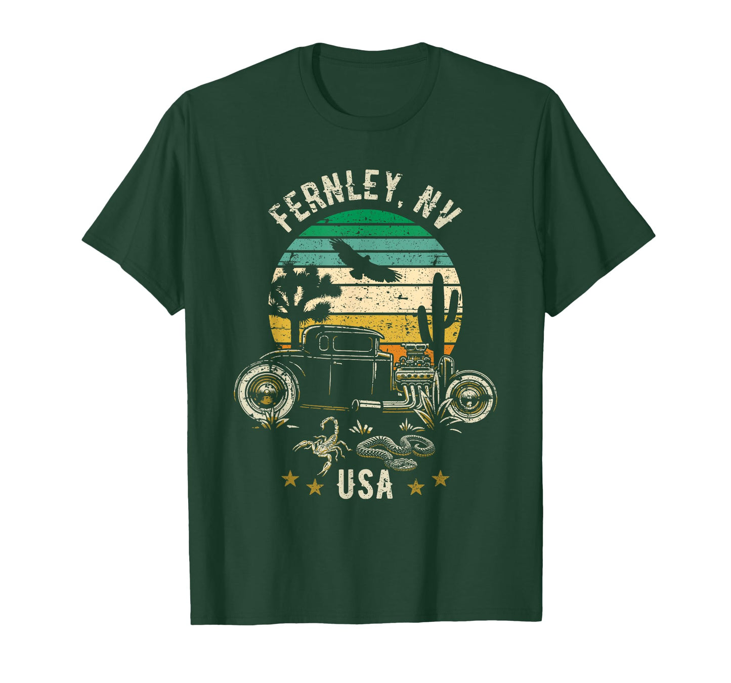 Fernley Nevada USA Hotrod Retro Desert Sunset Style Design T-Shirt