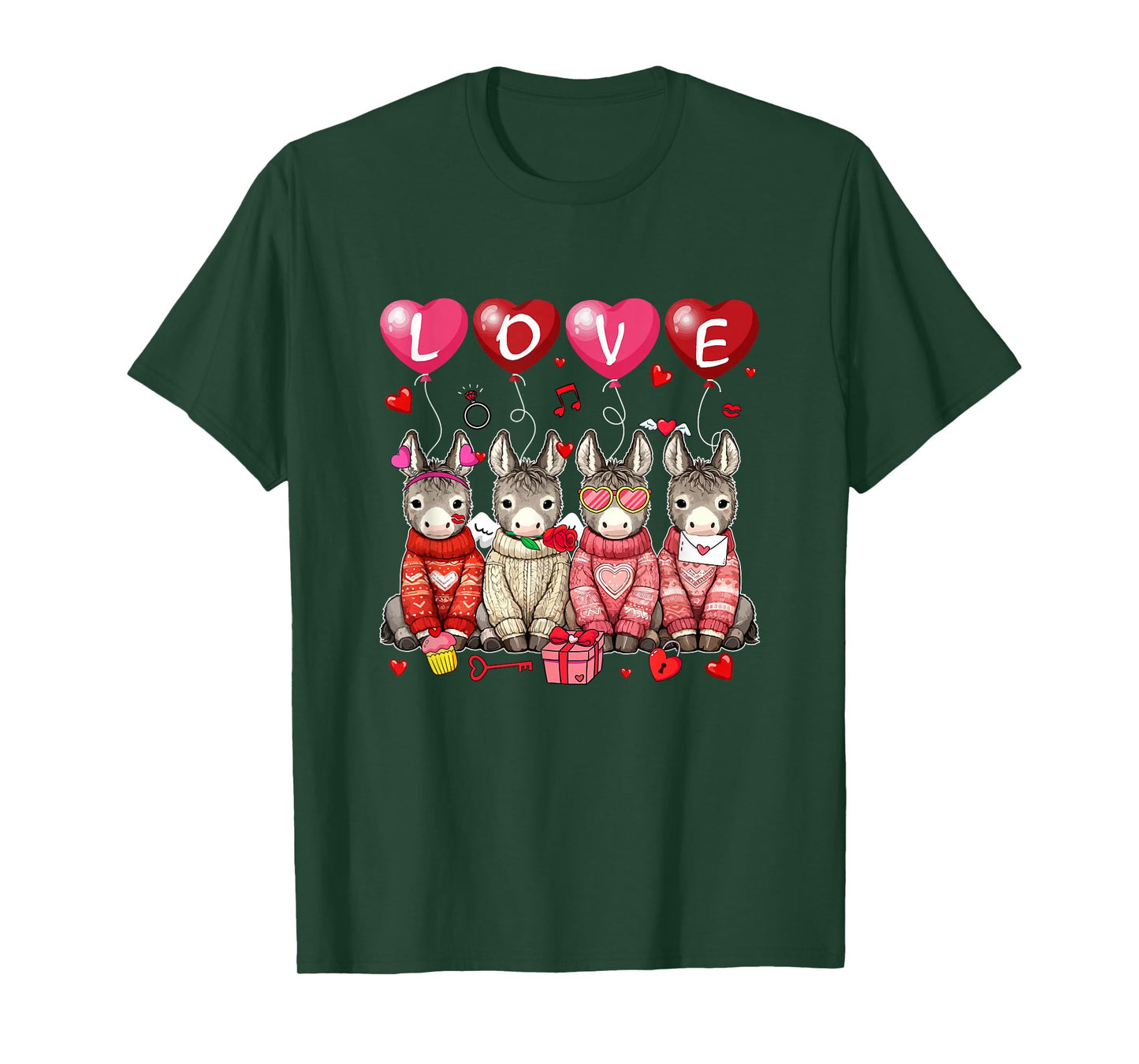 Love Group Donkeys Sunglasses Valentine Farmer Rancher Kids T-Shirt
