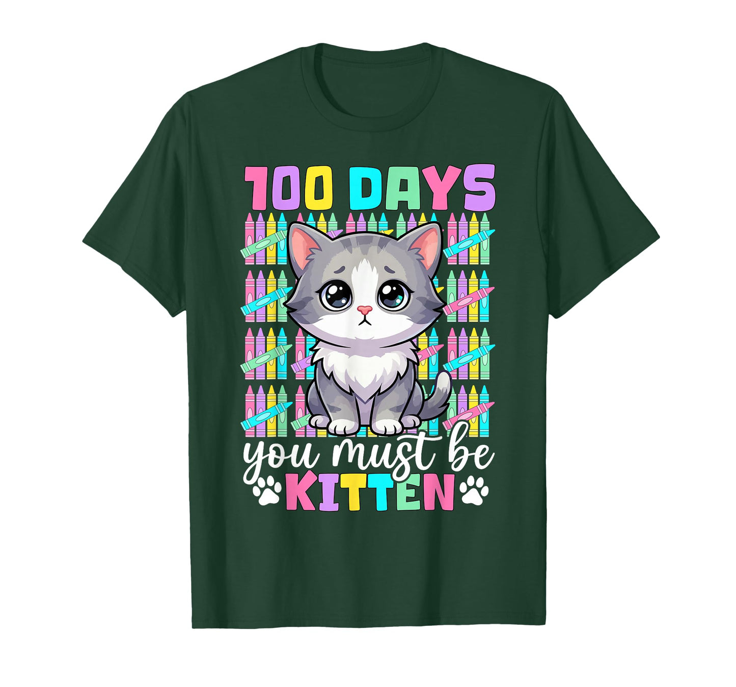 100 Days of School Girls Kids 100th Day of School Kitten Cat T-Shirt