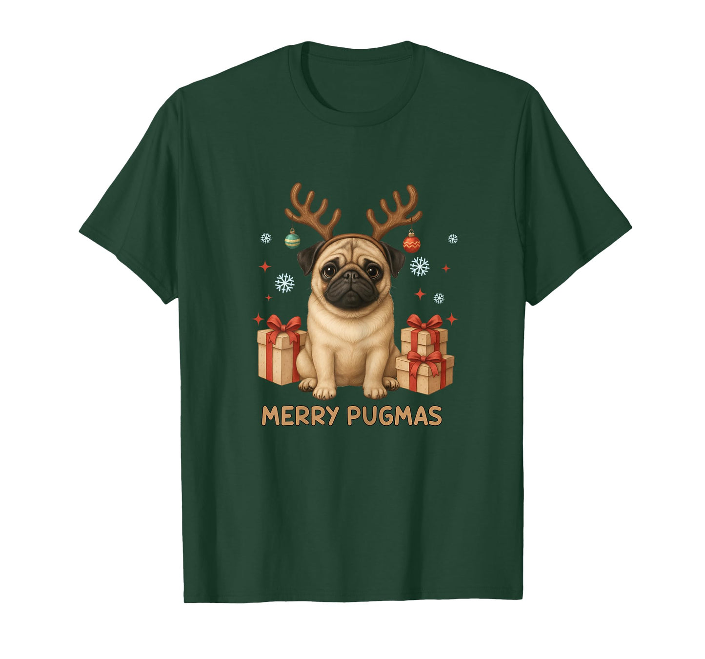 Merry Pugmas Shirt for Woman Pug Lovers Fanny Christmas Pug T-Shirt