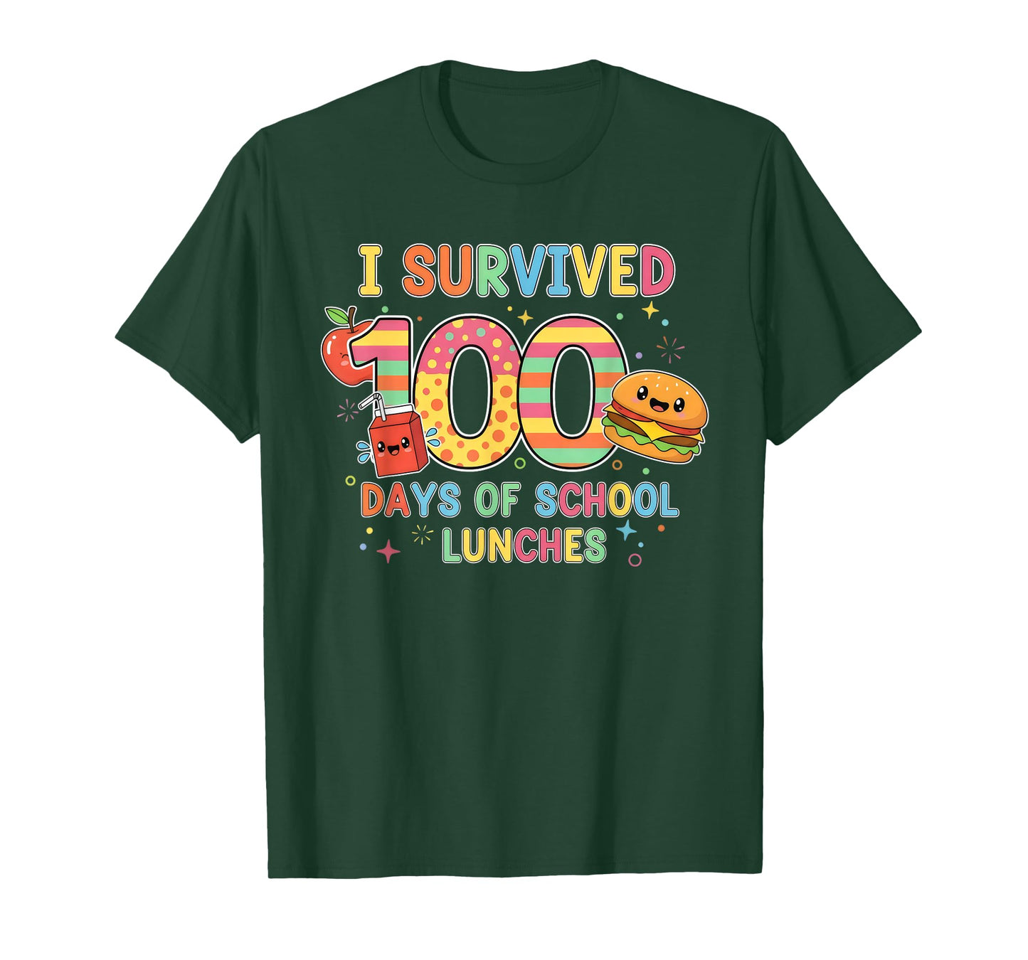 I Survived 100 Days of School Lunches Lunch Lady 100th Day T-Shirt