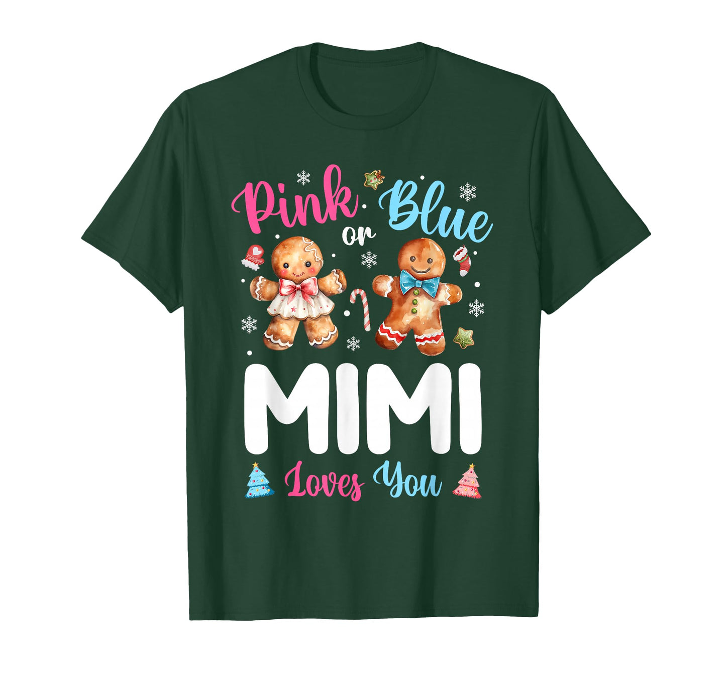 Pink or Blue Mimi Loves You Gender Reveal Christmas T-Shirt