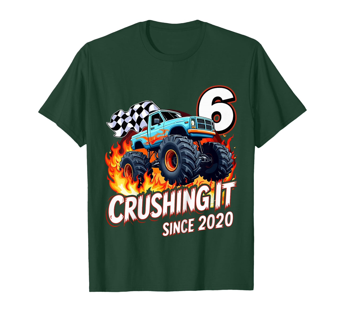 Kids 6th Birthday Monster Truck 6 Year Old Boys Born 2020 T-Shirt