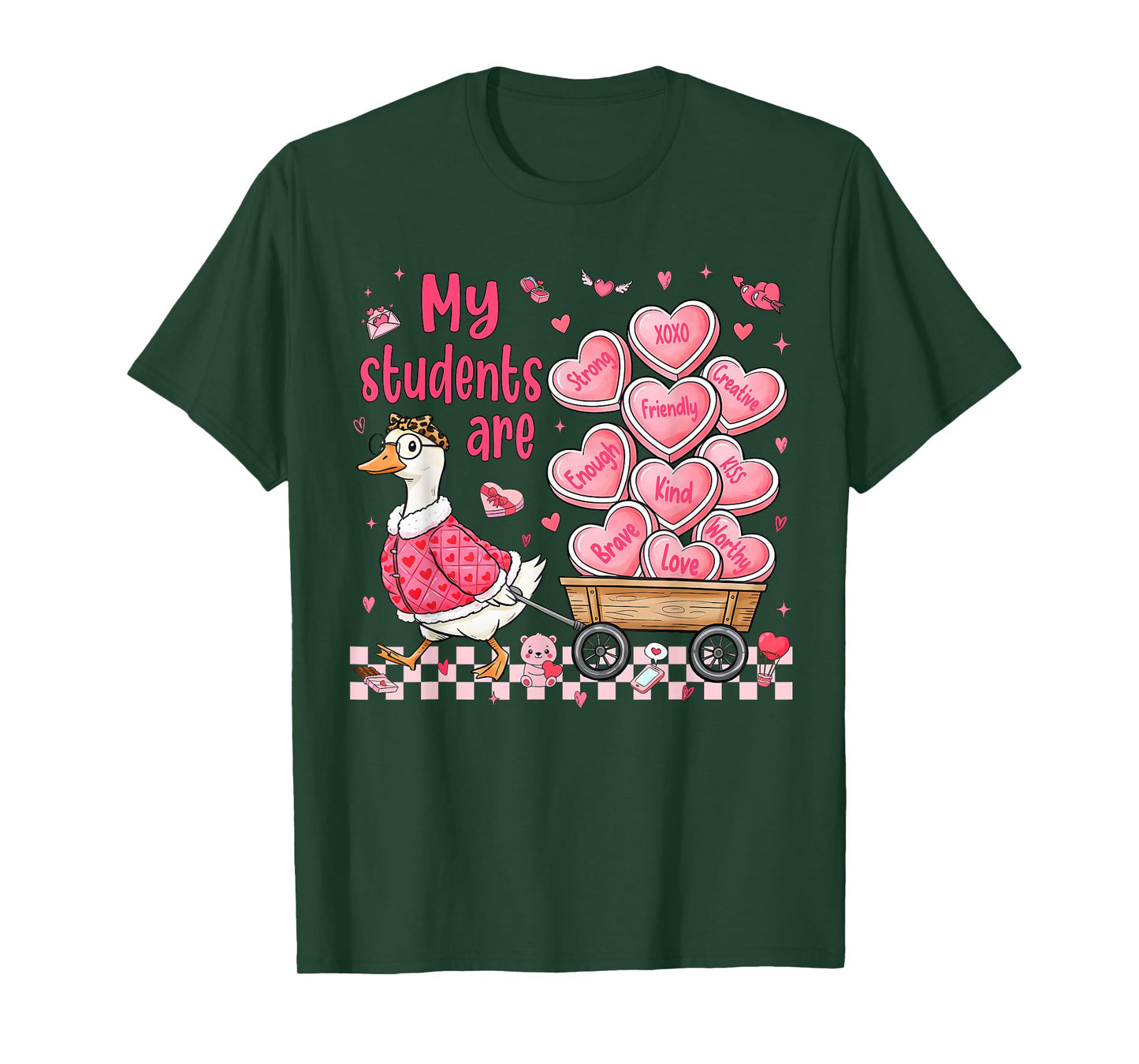 My Students are Kind Strong Goose Valentine Teacher Women T-Shirt