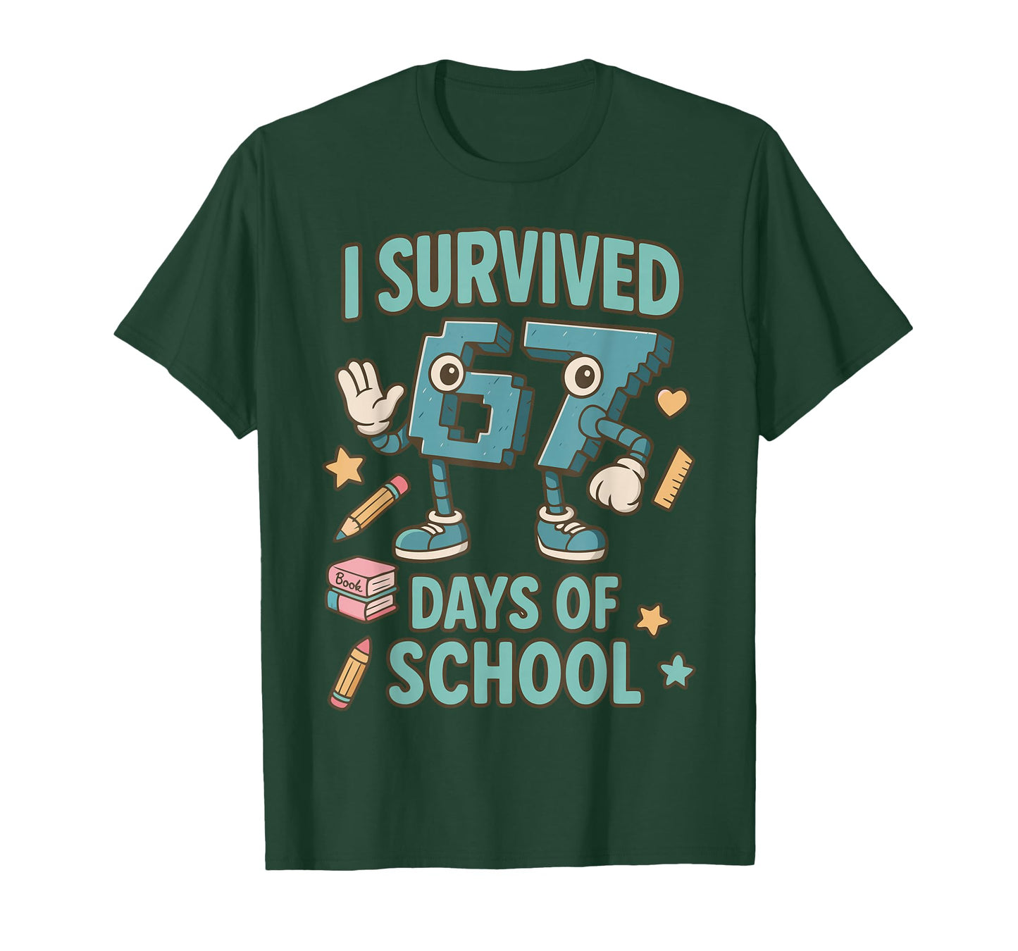 Kids 6-7 Meme I Survived 67 Days of School T-Shirt