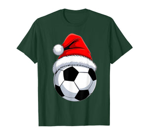 Soccer Christmas Shirt Boys Men Kids Santa Hat Xmas Pajamas T-Shirt