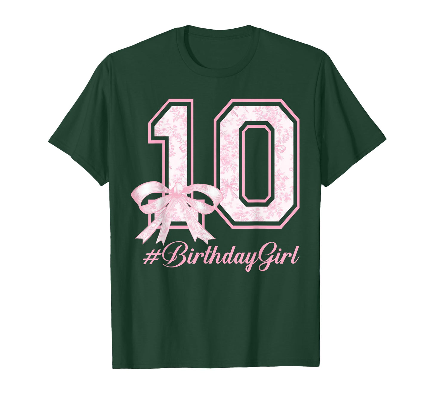 Birthday Girl 10th Birthday Pink Floral Coquette Bow 10yr T-Shirt
