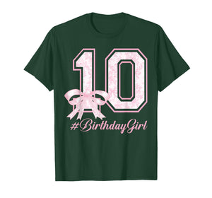 Birthday Girl 10th Birthday Pink Floral Coquette Bow 10yr T-Shirt