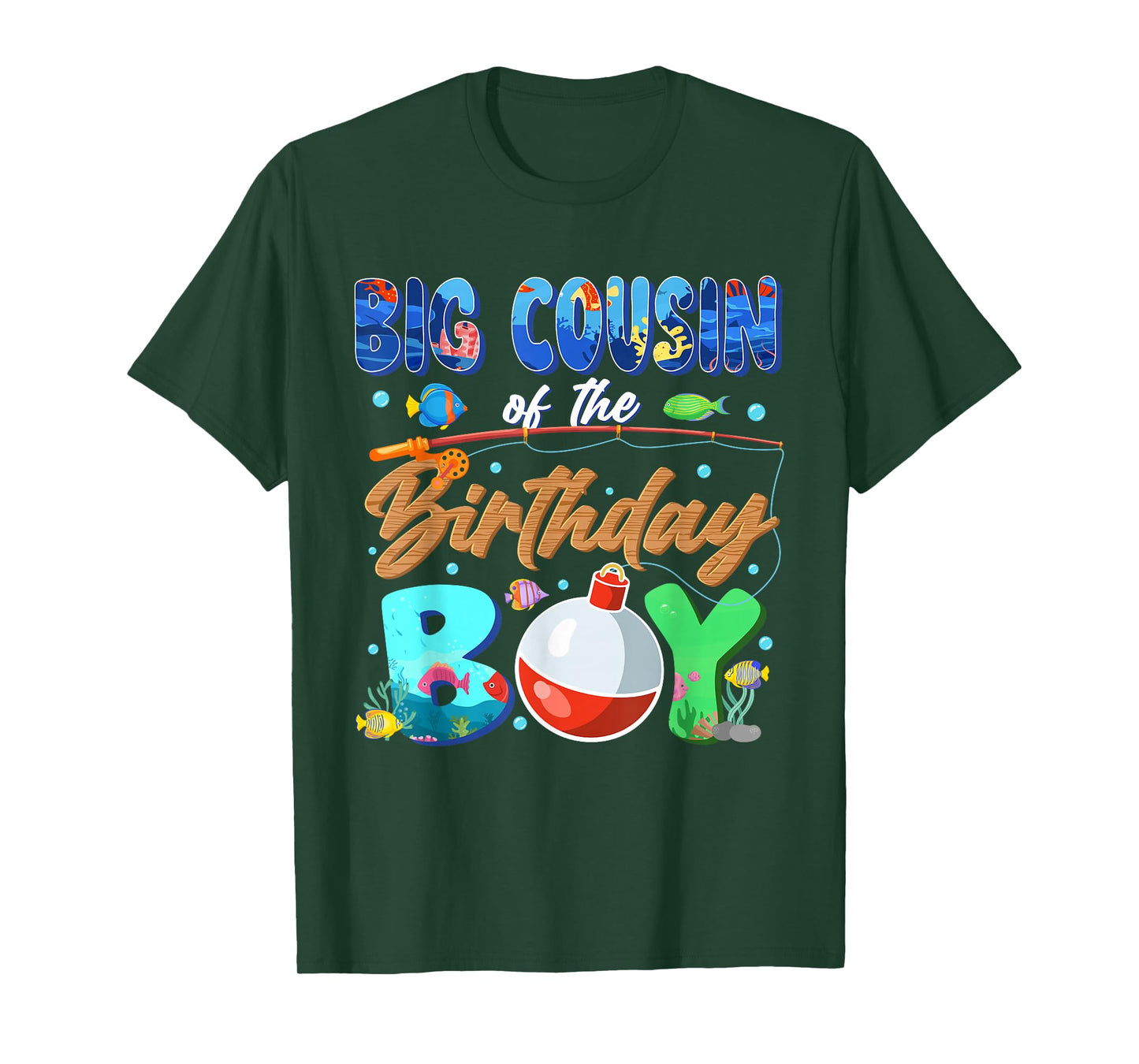 Big Cousin of The Birthday Boy Fishing Family Matching Bday T-Shirt