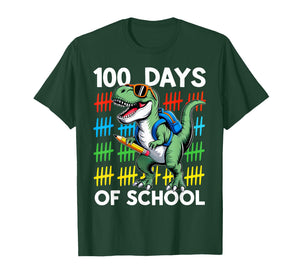 100 Days of School Dinosaur Boys Kids 100th Day of School T-Shirt