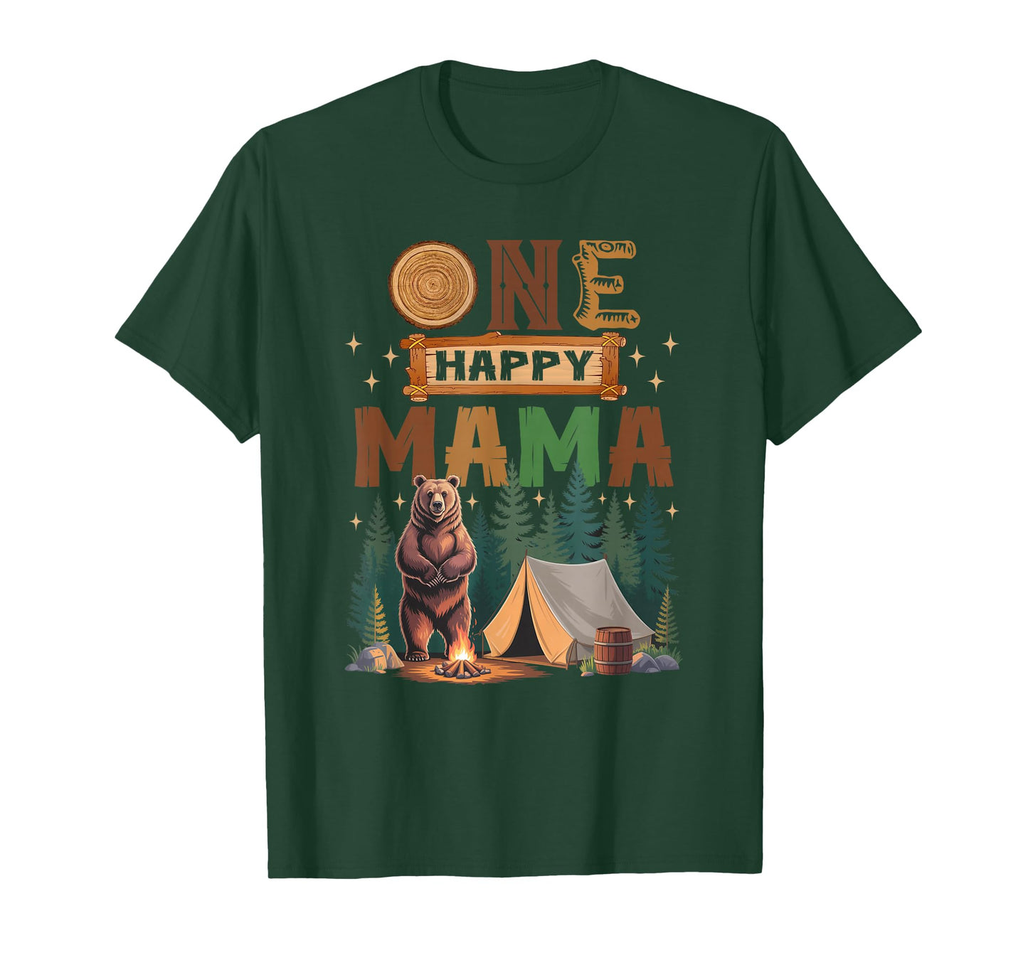 One Happy Mama Camper 1St Birthday Camping Bear T-Shirt