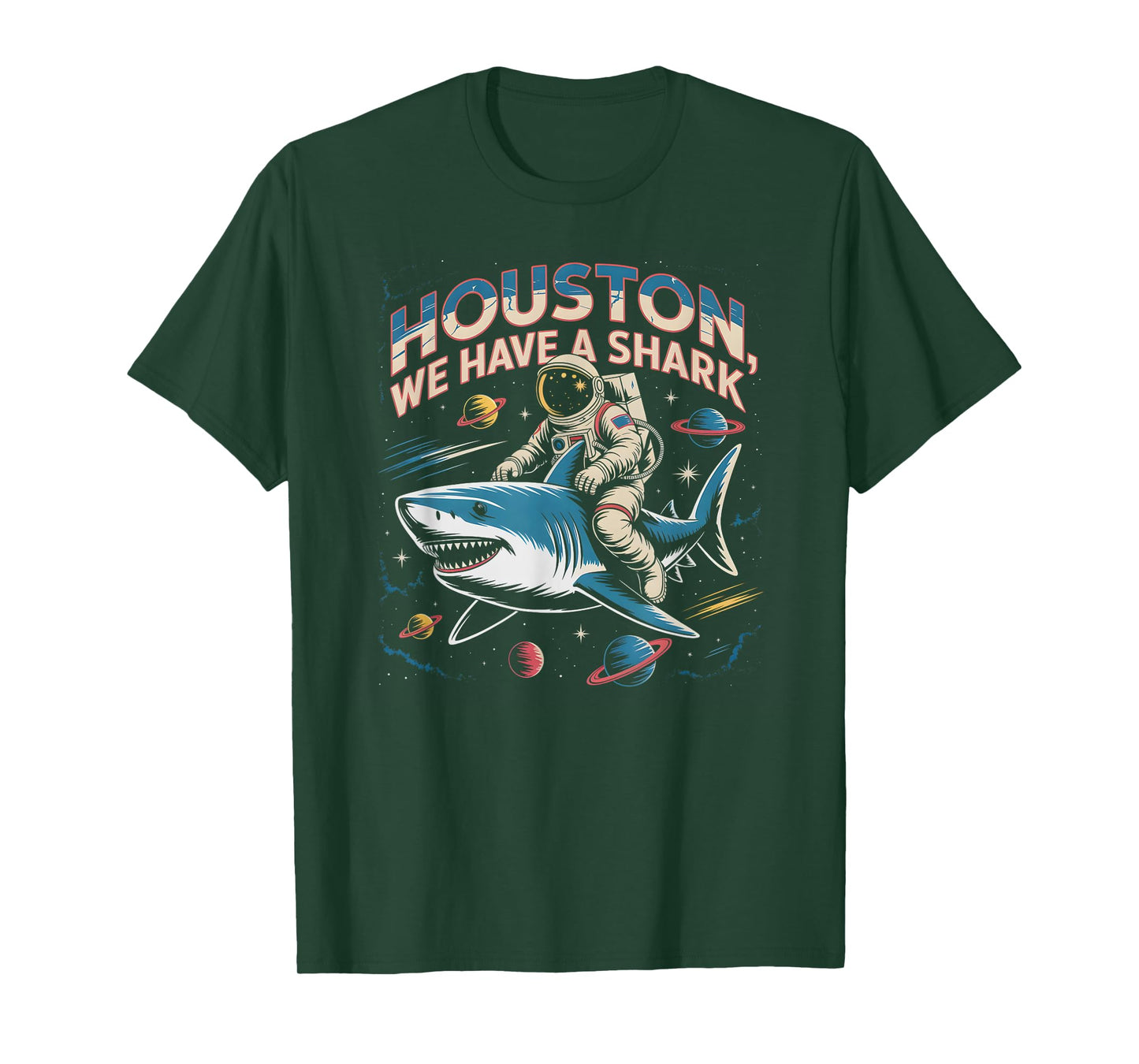 Cute Space Shark Astronaut Houston Launch Problem Ocean Club T-Shirt