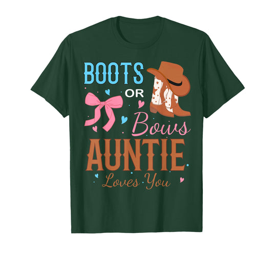 Boots Or Bows Auntie Loves You Gender Reveal Party T-Shirt