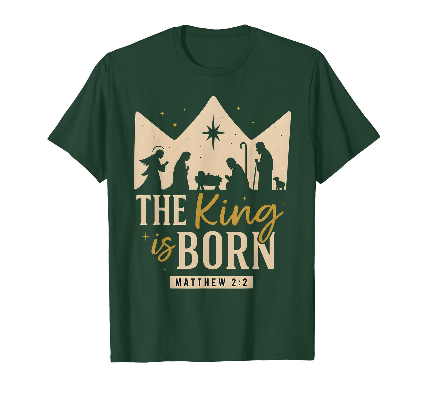 The King is Born Matthew 2:2 Nativity Christmas Christian T-Shirt