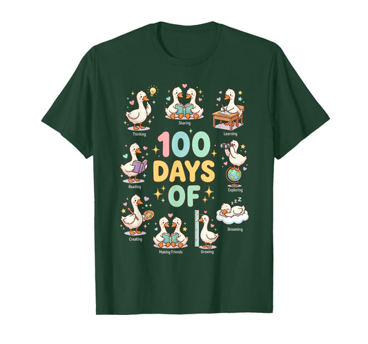 100 Days of School Cute Goose Teacher Classroom Humor T-Shirt