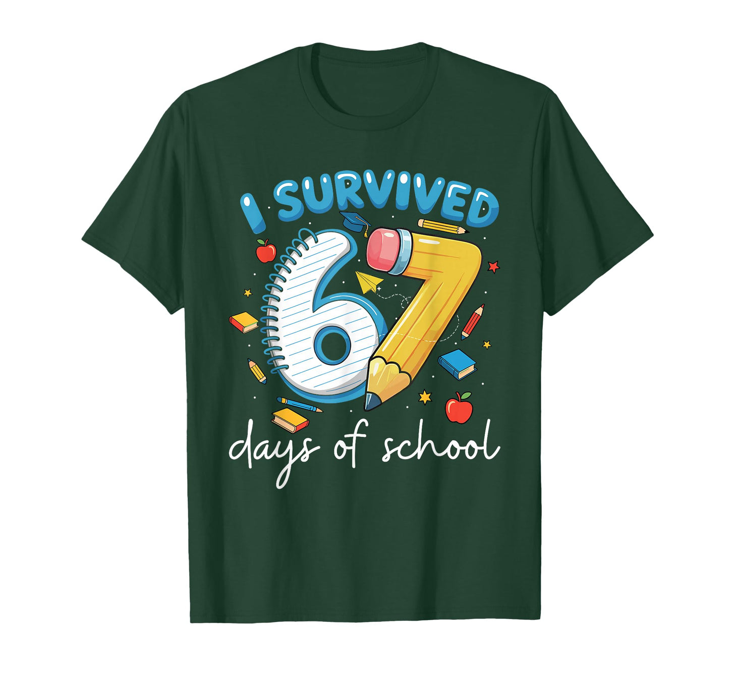I Survived 67 Days of School Funny Leopard Student Style T-Shirt