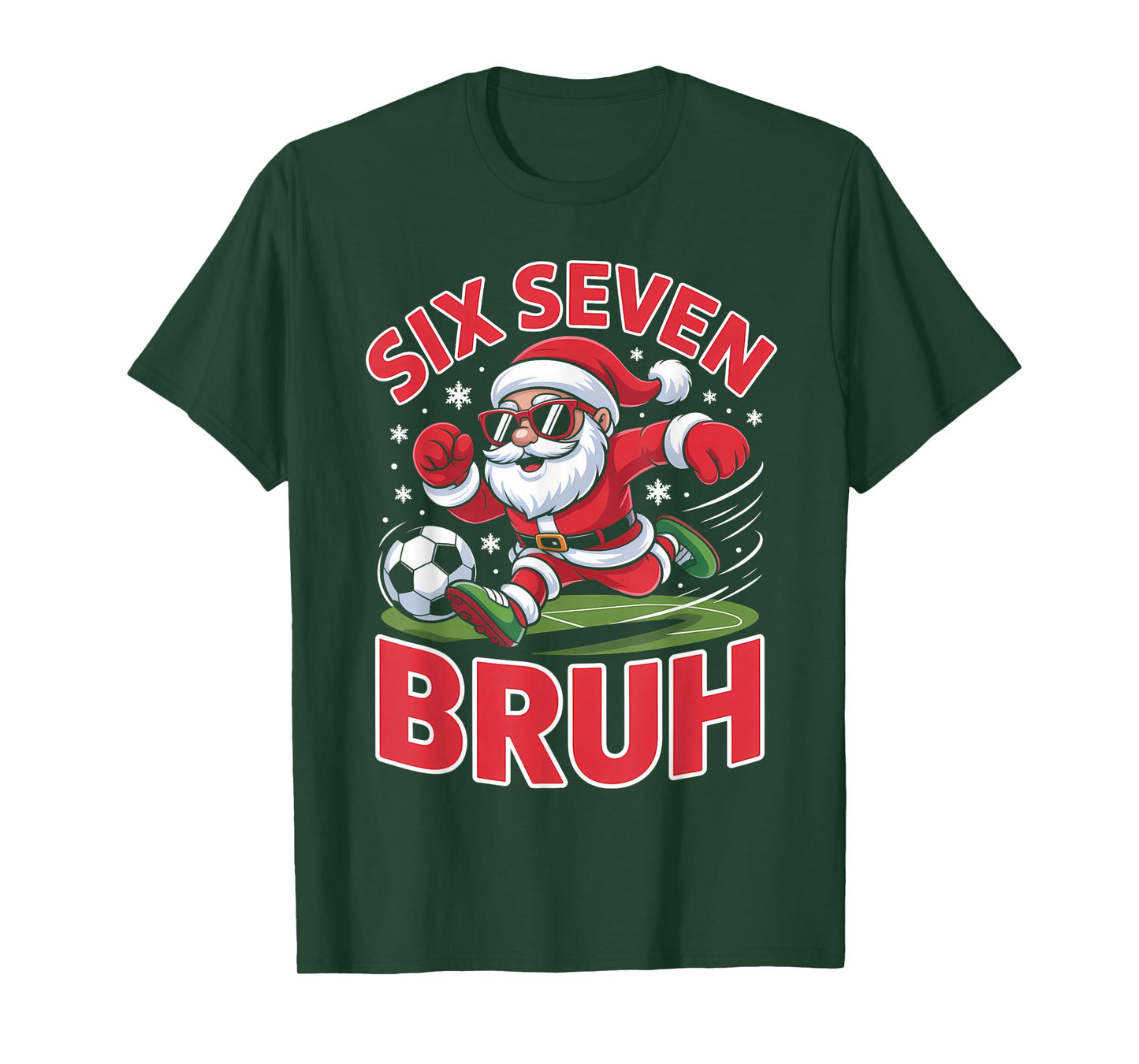 Funny Christmas 67 Meme Bruh Soccer Santa Xmas Pajamas Boys T-Shirt