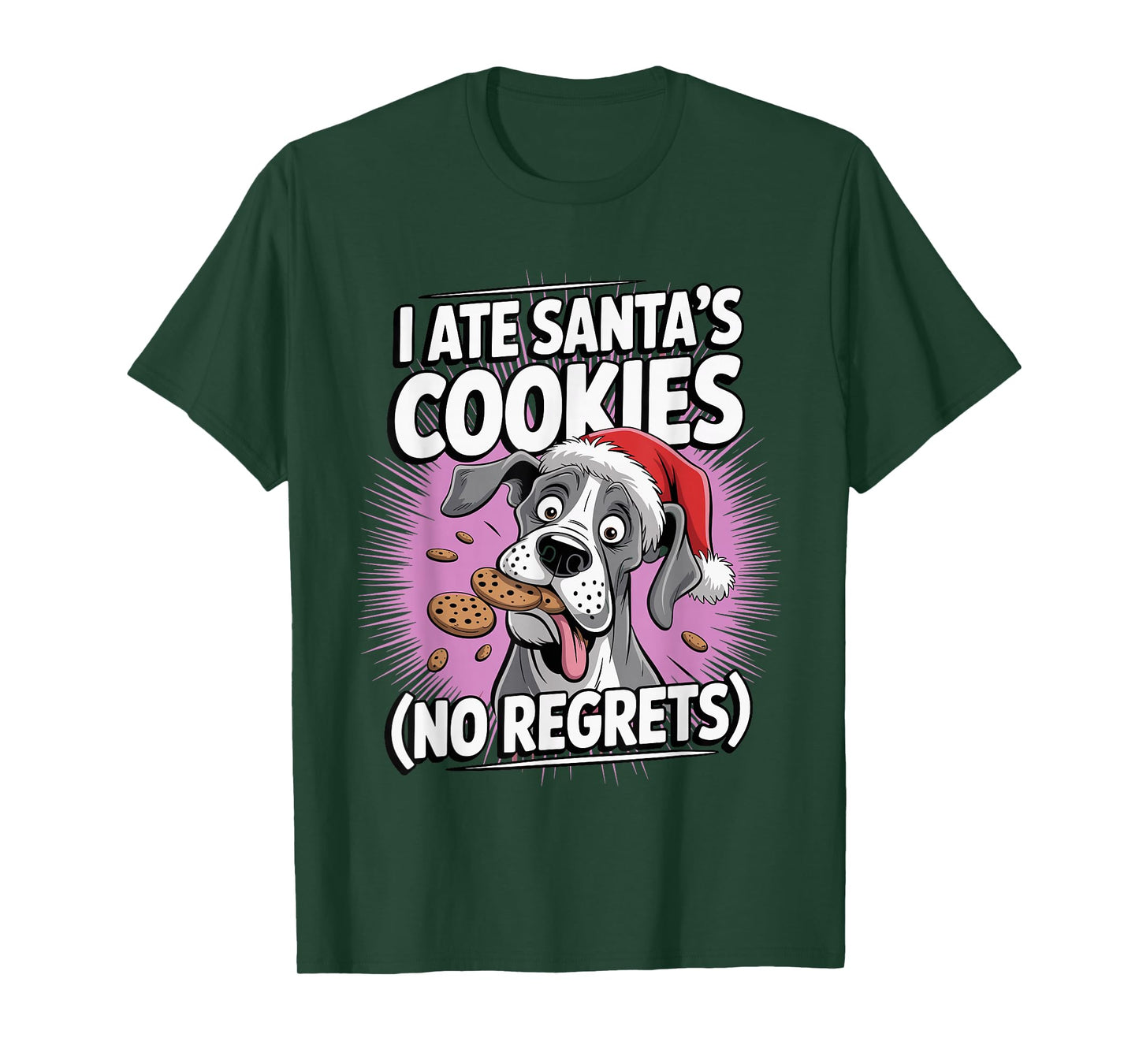 I Ate Santas Cookies Xmas Puppy Funny Christmas Great Dane T-Shirt