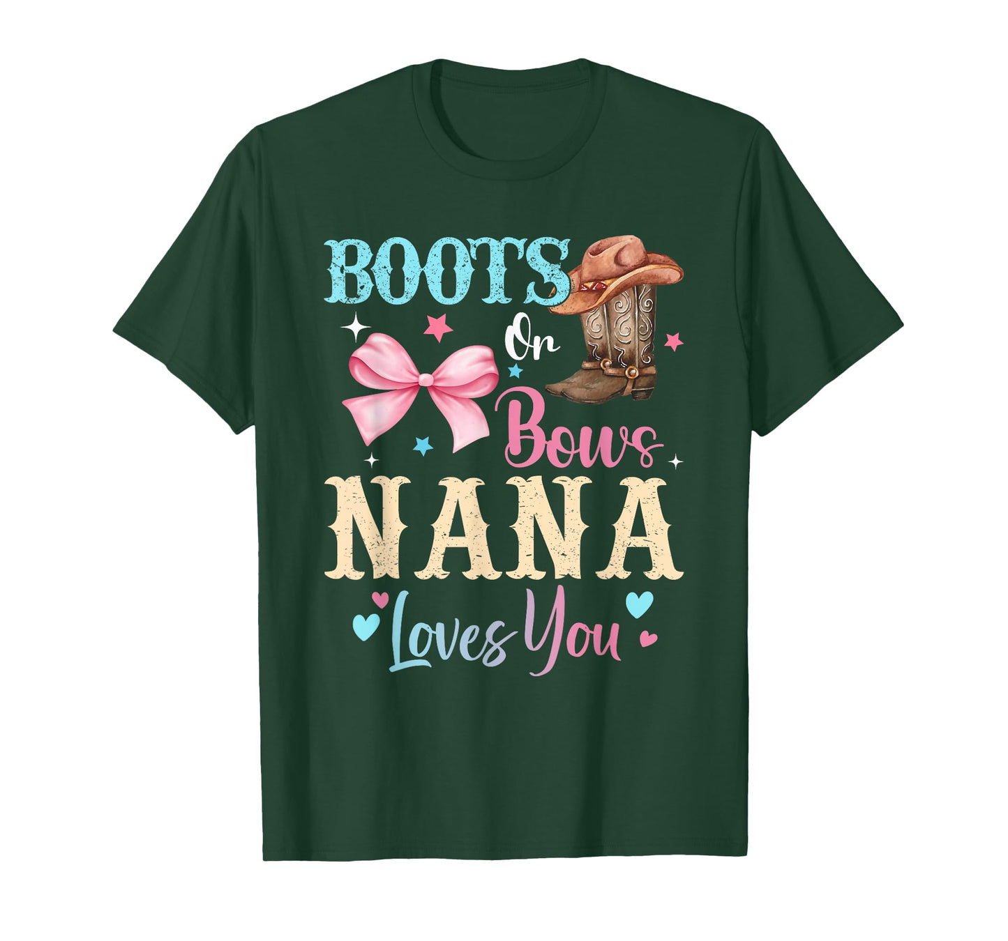 Boots or Bows Nana Loves You Gender Reveal Family T-Shirt