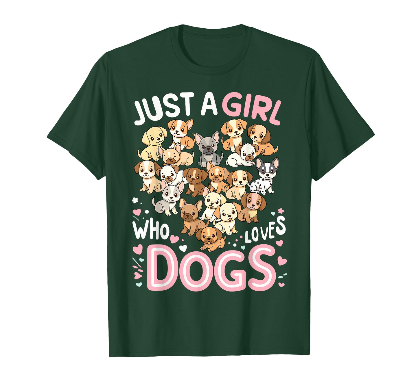 Cute Puppy Heart Just a Girl who Loves Dogs T-Shirt