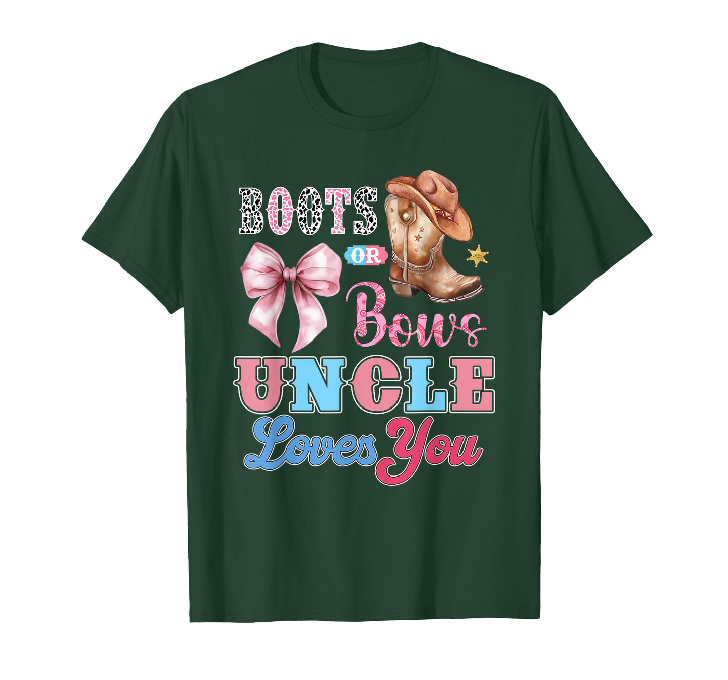 Boots or Bows Uncle Loves You Gender Reveal Family T-Shirt