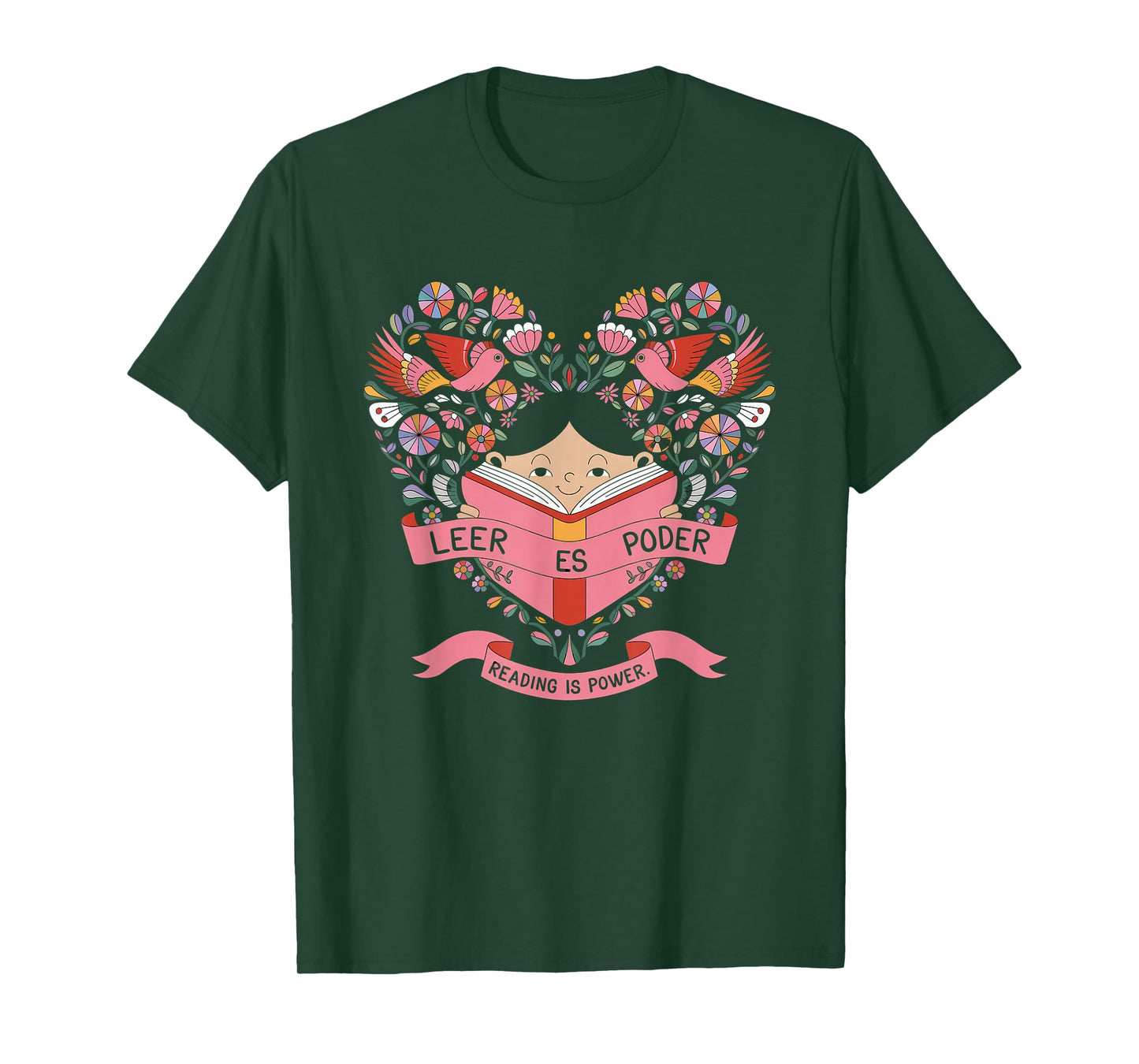 Leer ES Poder Tshirt Mexico Reading Floral Hispanic Heritage T-Shirt