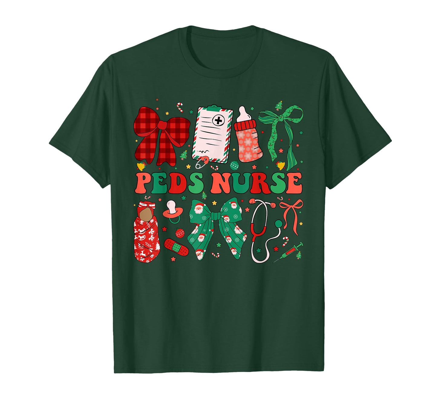 Peds Nurse Christmas Coquette Pediatric Nursing Xmas T-Shirt