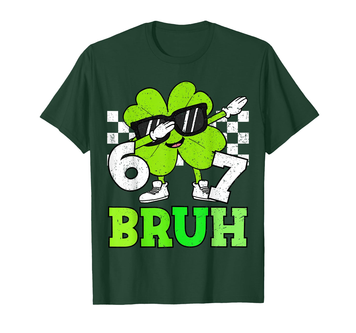 Boys St Patricks Day 67 Bruh Dabbing Shamrock Clover Kids T-Shirt