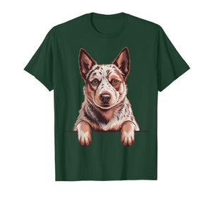 Red Heeler Funny Peeking Australian Cattle Dog Lover T-Shirt