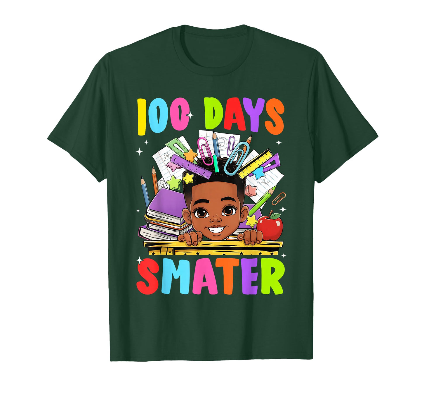 100th Day of School 100 Days Smarter Afro Boy Kids Teacher T-Shirt