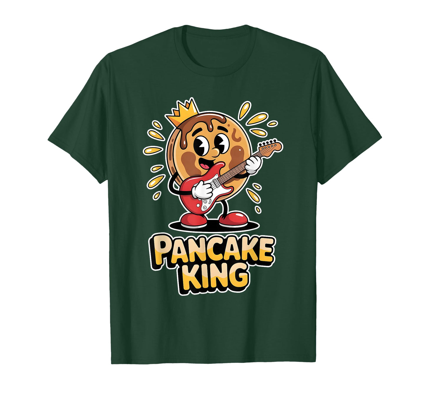 Pancake King Funny Breakfast Lover Guitar Player Men Women T-Shirt