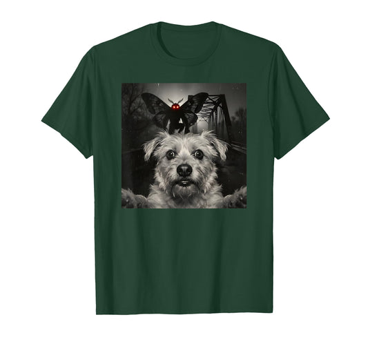 Funny Mothman Cryptid Dog Selfie - Paranoid Humor Gift T-Shirt
