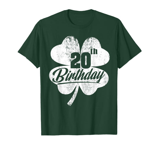 Funny 20th Birthday Shamrock St Patrick's Day Boys Girls T-Shirt