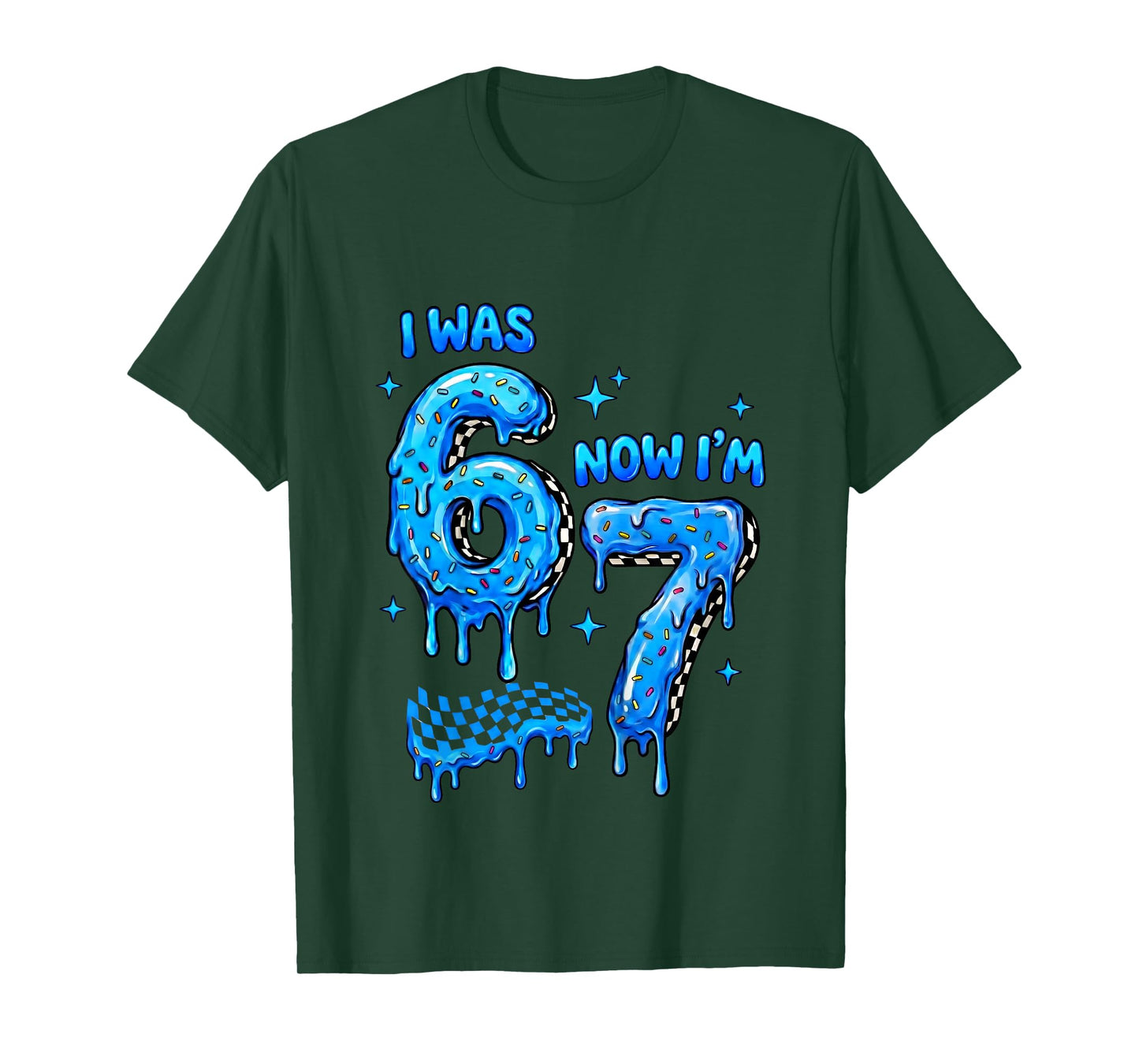 I was 6 Now Im 7 Checkered Drip Funny Kids Boys 6 7 Birthday T-Shirt