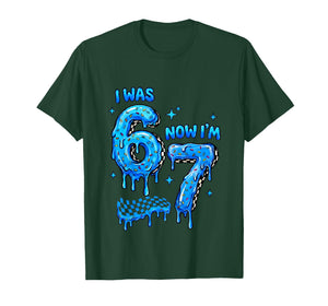 I was 6 Now Im 7 Checkered Drip Funny Kids Boys 6 7 Birthday T-Shirt