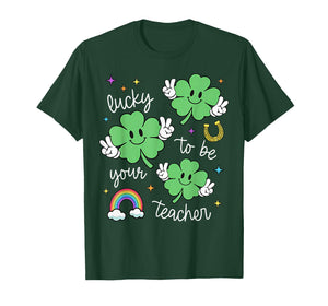 Retro Lucky to Be Your Teacher St Patrick's Day Shamrock T-Shirt