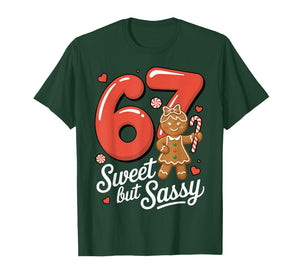 Cute Gingerbread Girl 67 Red Bubble Letters Candy Cane T-Shirt