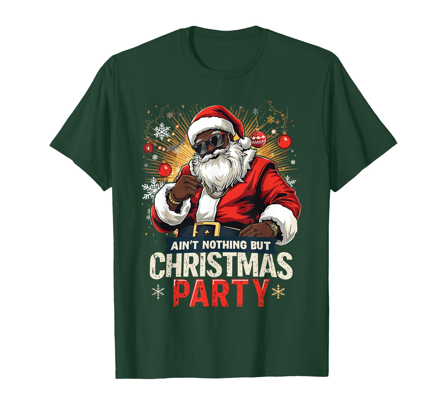 African American Santa Claus Christmas Xmas Pajama Party T-Shirt