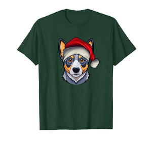 Funny Santa Hat Xmas Pajamas Blue Heeler Dog Christmas T-Shirt