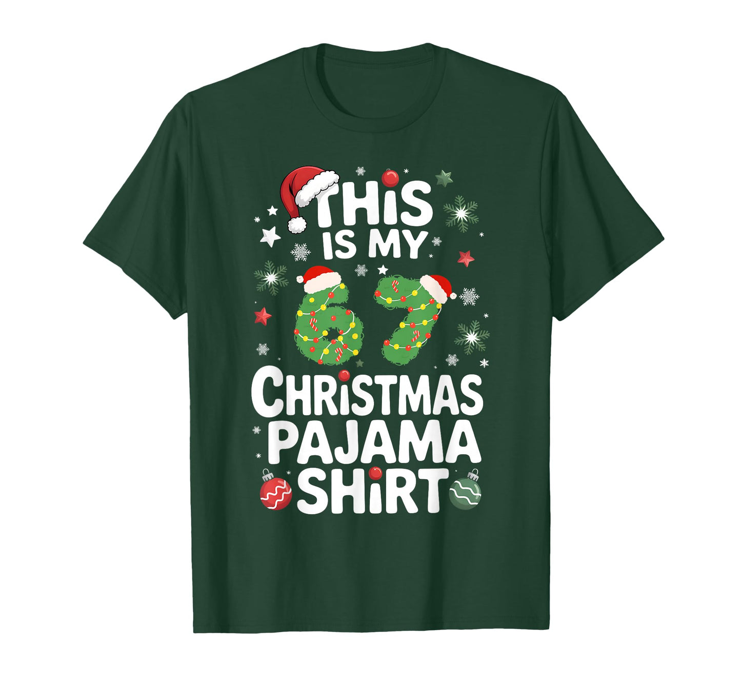 67 Christmas Pajamas Six Seven Meme Brainrot Men Kids Boys T-Shirt