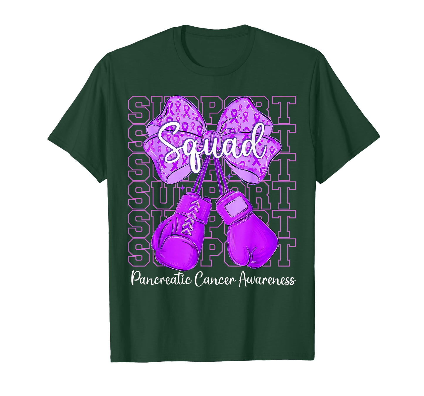 Support Squad Coquette Purple Fight Pancreatic Awareness T-Shirt