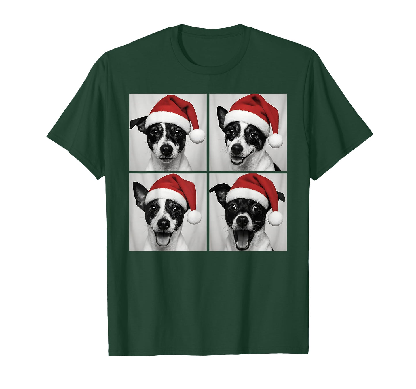 Funny Christmas Rat Terrier Santa Dog Lover Photo Booth T-Shirt